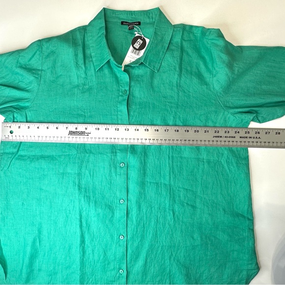 Eileen Fisher Jade Green Women's Linen long sleeve blouse. size XL. NEW! - Picture 6 of 9